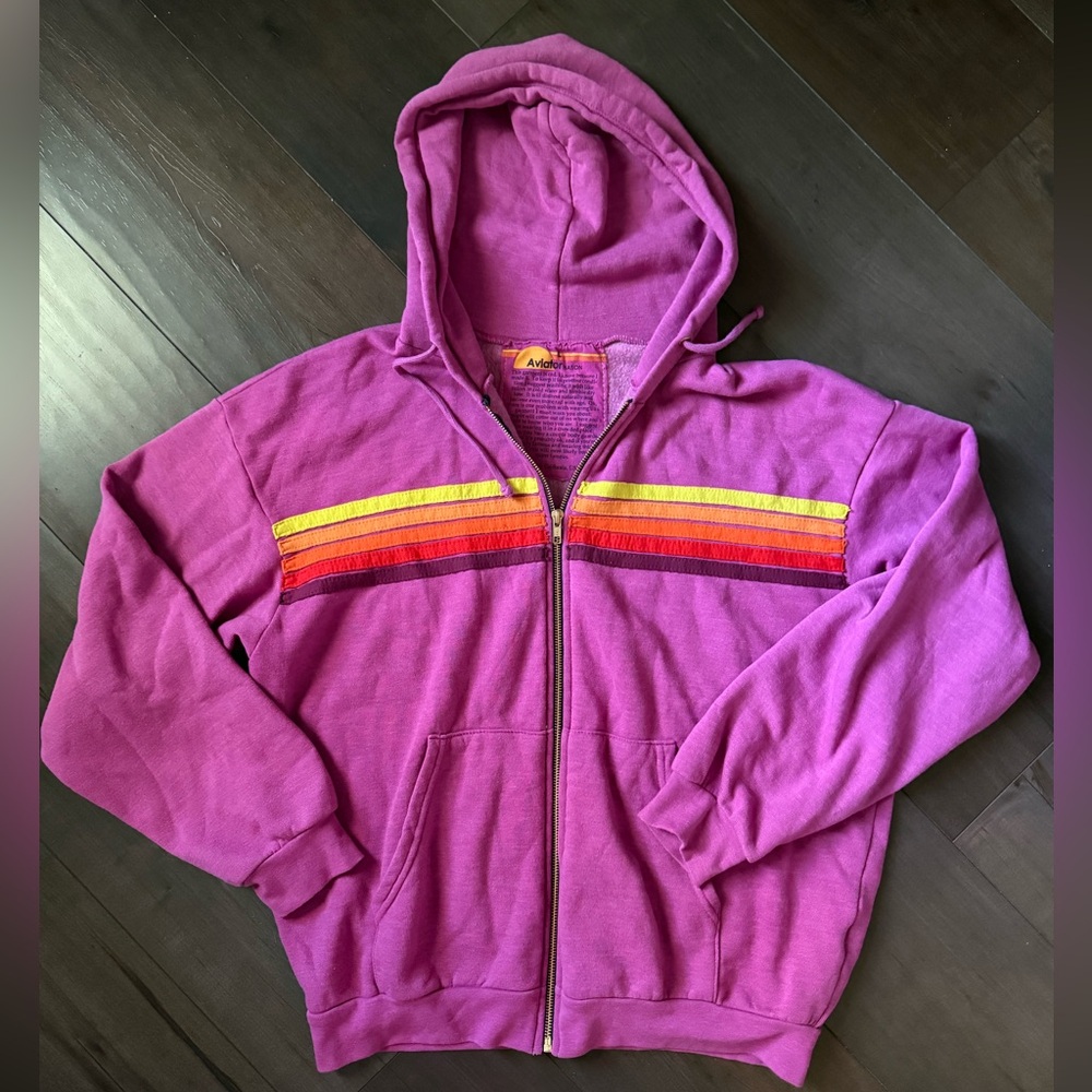 NWOT Aviator Nations 5 STRIPE RELAXED ZIP HOODIE